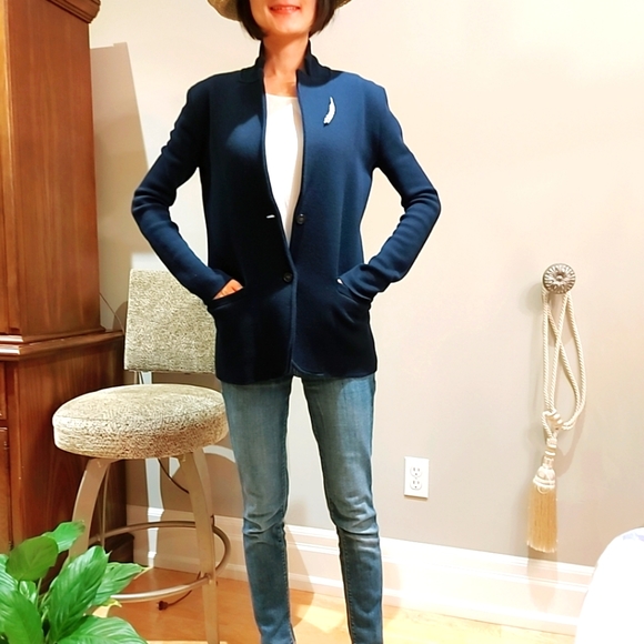 Jcrew Cotton Blazer Navy - Picture 1 of 2